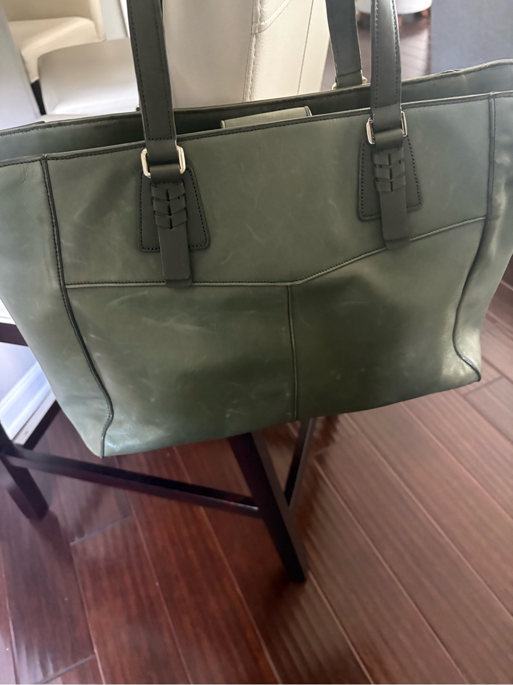 Cole Haan Olive Green Leather Laptop Tote Bag
